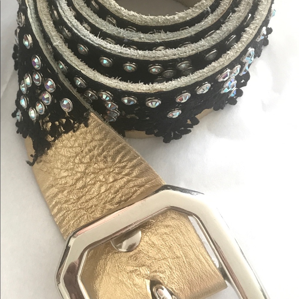 Melamed Gold leather, black lace & Rhinestones SM - Picture 2 of 8